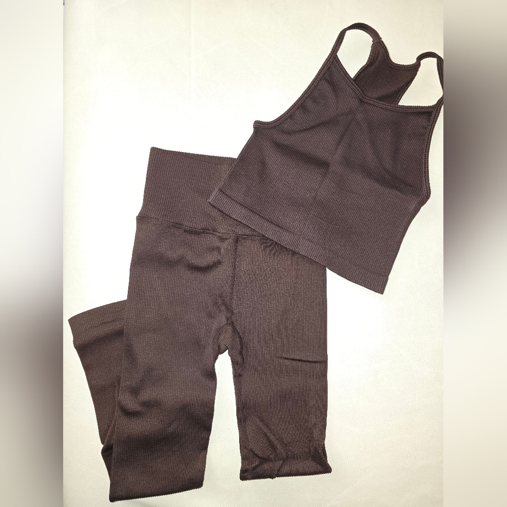 GapFit Ribbed Seamless Brown Leggings